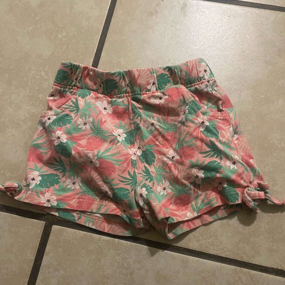 Girls' Pink Tropical Floral Skort with Elastic Waist